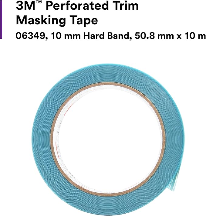3M Perforated Trim Masking Tape 06349, Molding Paint Protection, Trim Lifting Tape, Hand Tearing, 10 mm Hard Band, 50.8 mm x 10 m