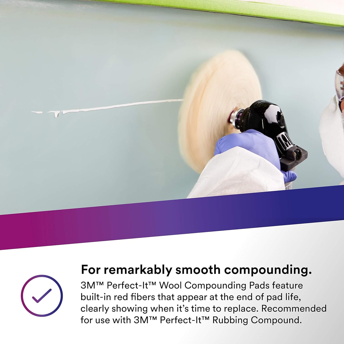 3M Perfect-It Wool Compounding Pad, 05753, 9 in, Fast Cutting, Polishing Pad for Automotives