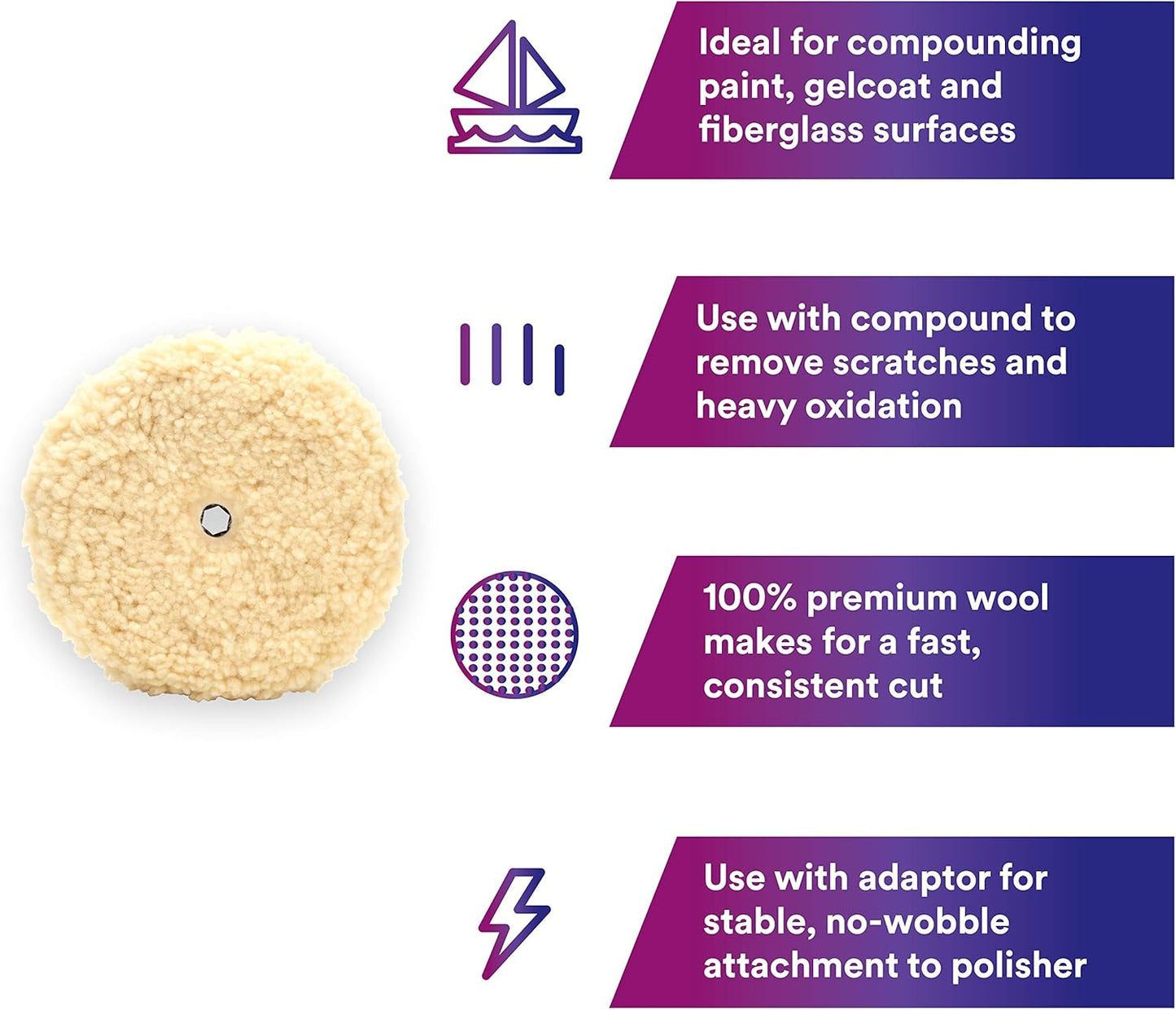 3M Perfect-It Wool Compounding Pad, 05753, 9 in, Fast Cutting, Polishing Pad for Automotives