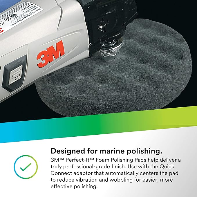 3M Perfect-It Foam Compounding Pad, 05707, 8 in, Hook & Loop Grip, Double-Sided, Polish Pad for Automotive, Professional-Grade Finish